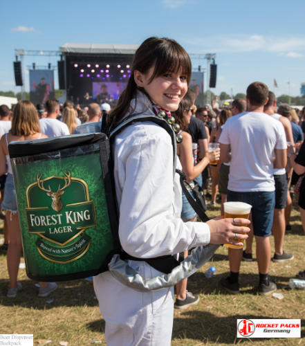 Backpack beer dispenser used during San Diego beach concert for mobile brand activation.