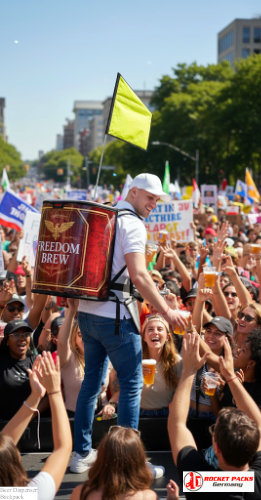 Beer hawker backpack improving POS sales at Phoenix food truck festival.